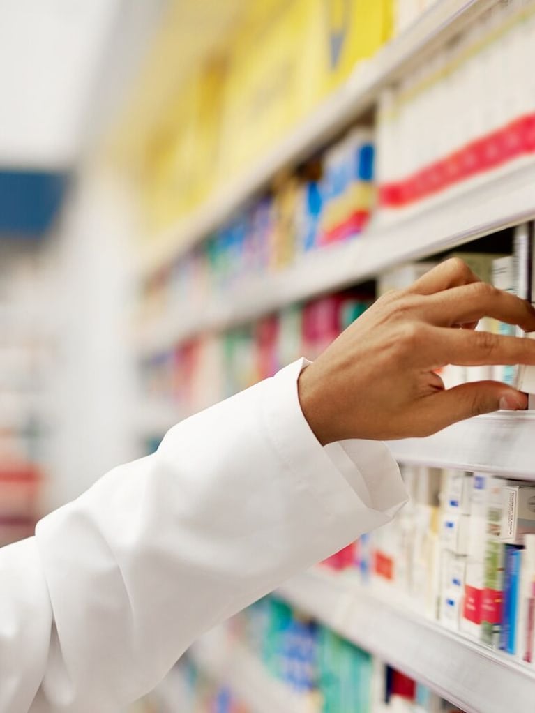 Rack in a pharmacy