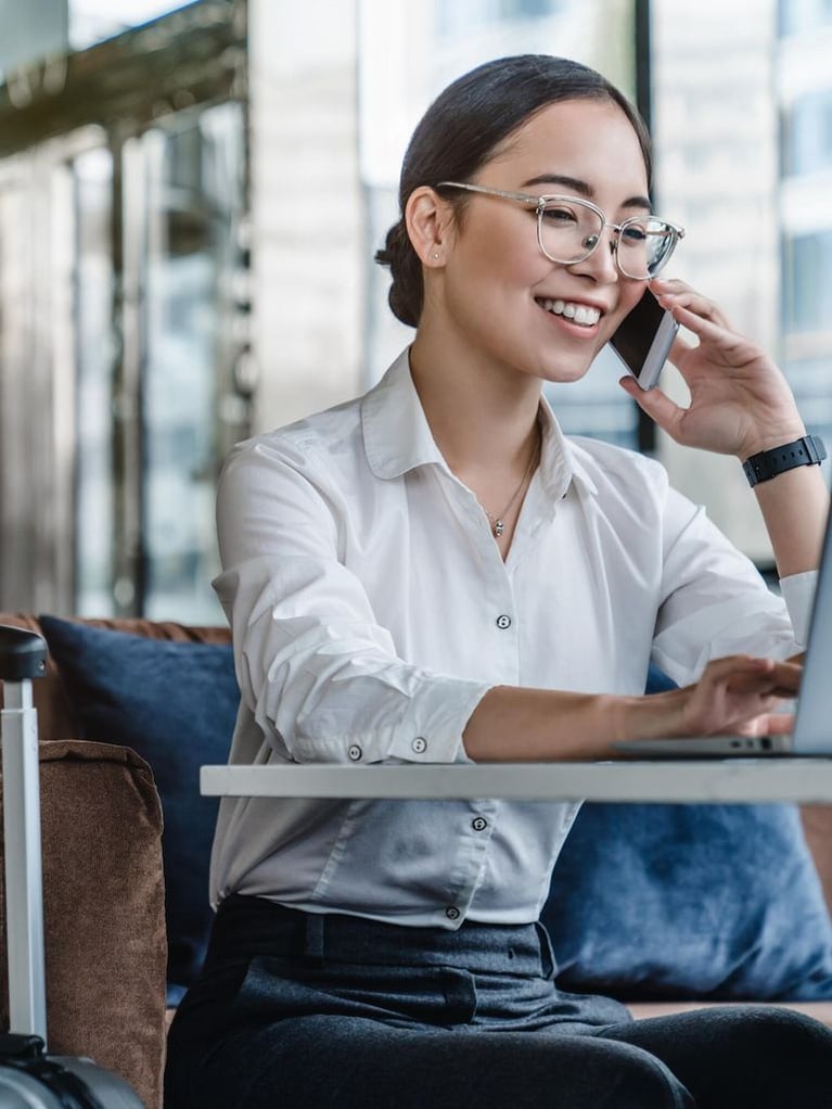 businesswoman in waiting area
