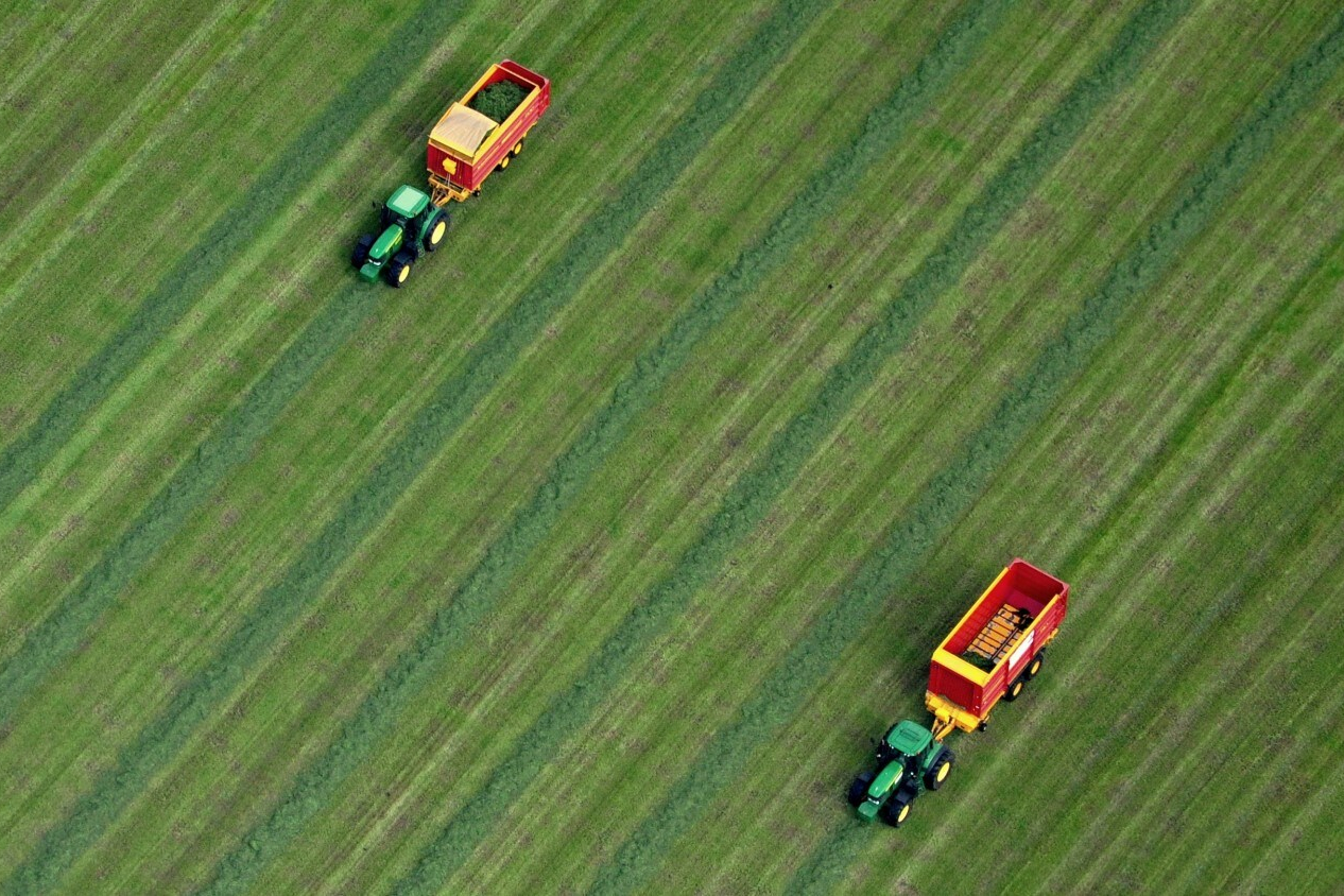 tractors in field