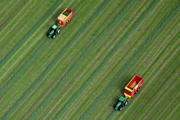 tractors in field
