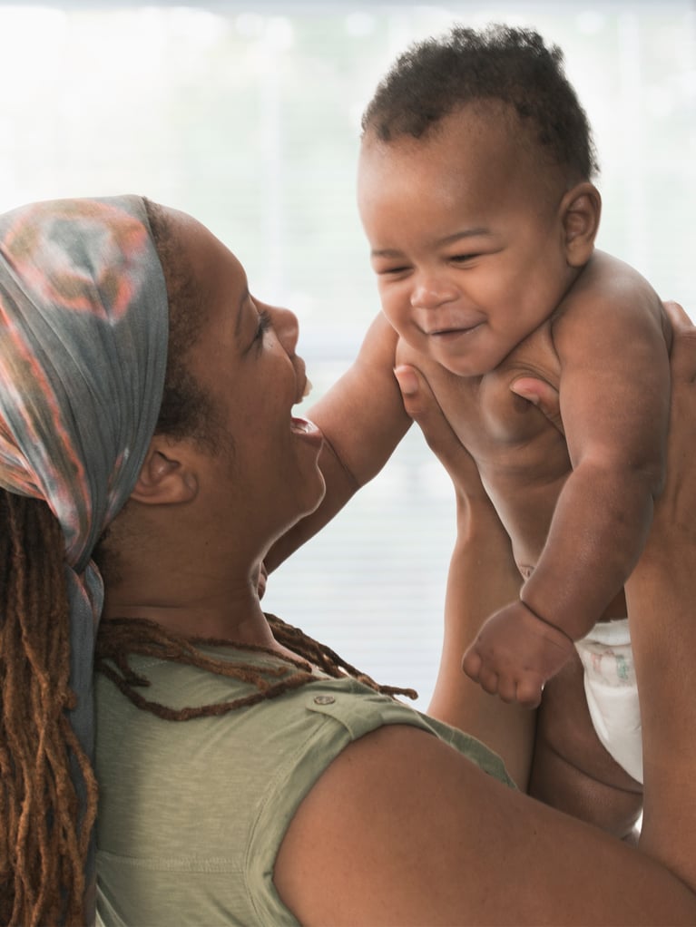 Mother and happy baby
