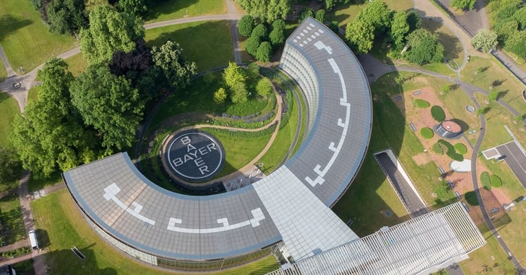 Aerial view Bayer group headquarters in Leverkusen 1200