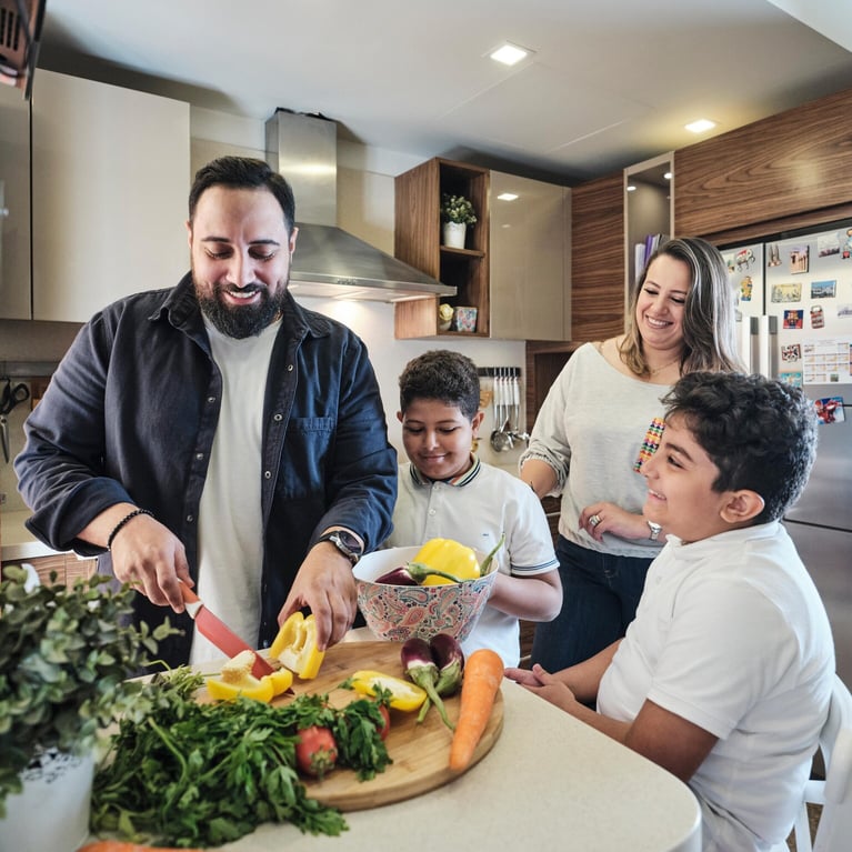 family preparing food