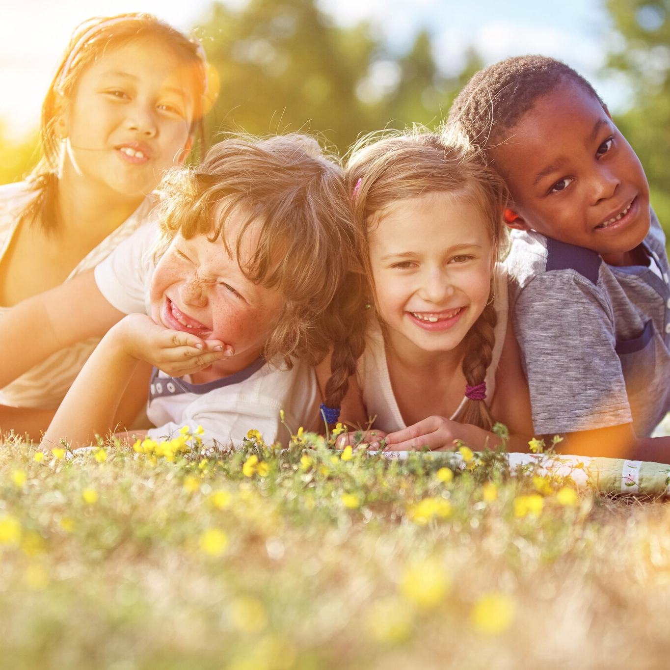 children on a meadow