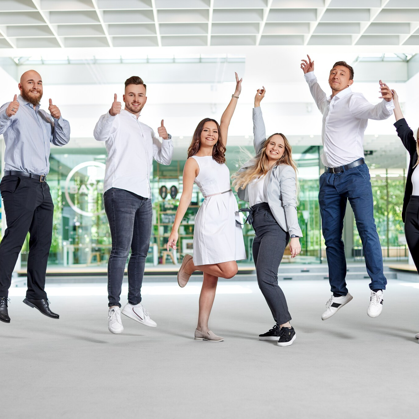 Trainees jumping for joy