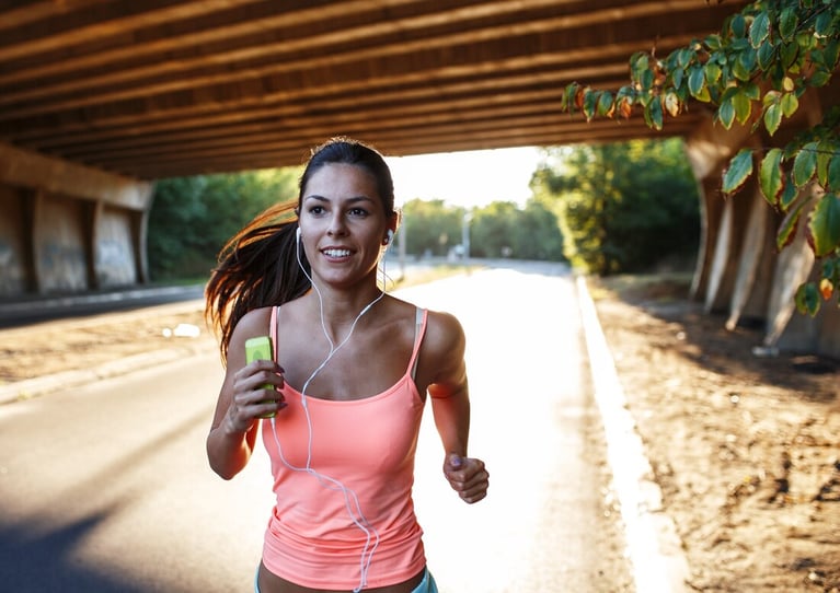 woman running in urban area
