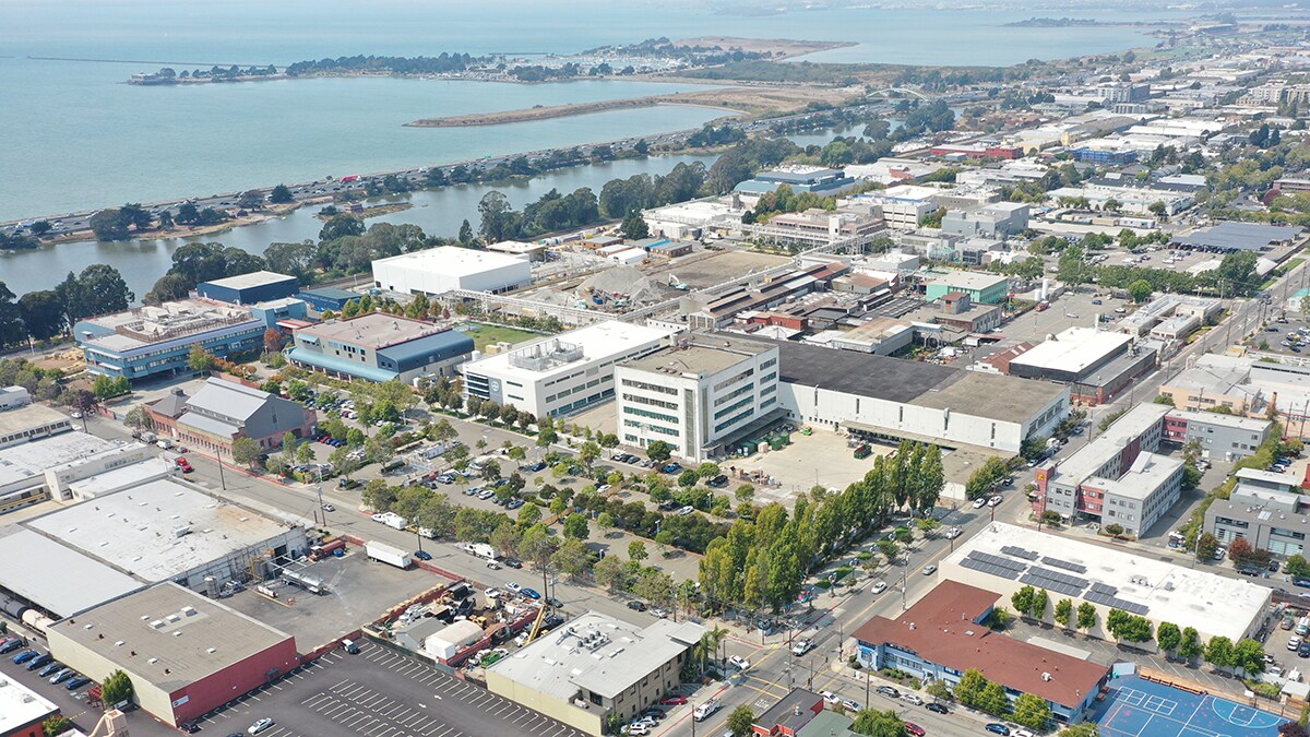 A sky view of the Bayer Berkeley site