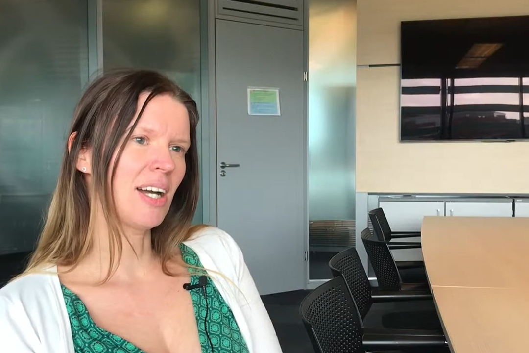 Person speaking in a conference room