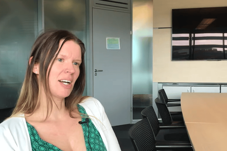 Person speaking in a conference room