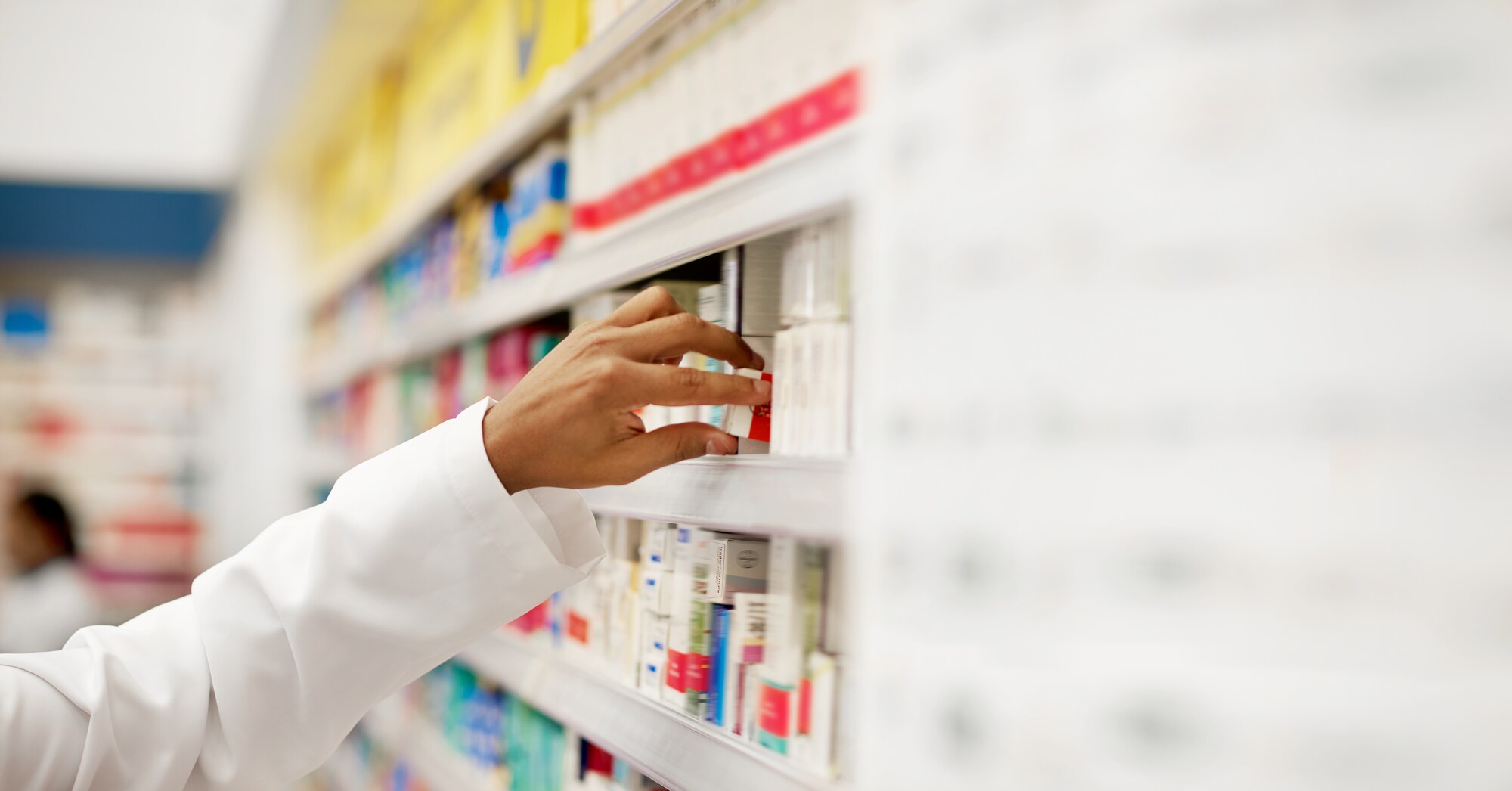 Rack in a pharmacy