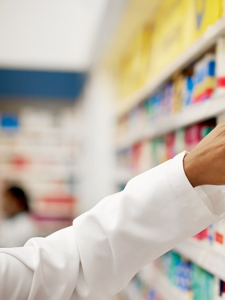 Rack in a pharmacy