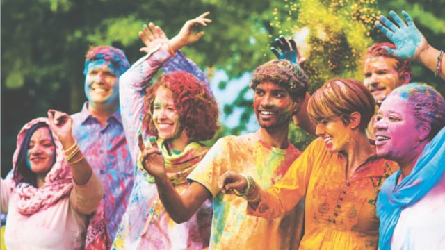 Holi Festival People with colour splashed on their bodies